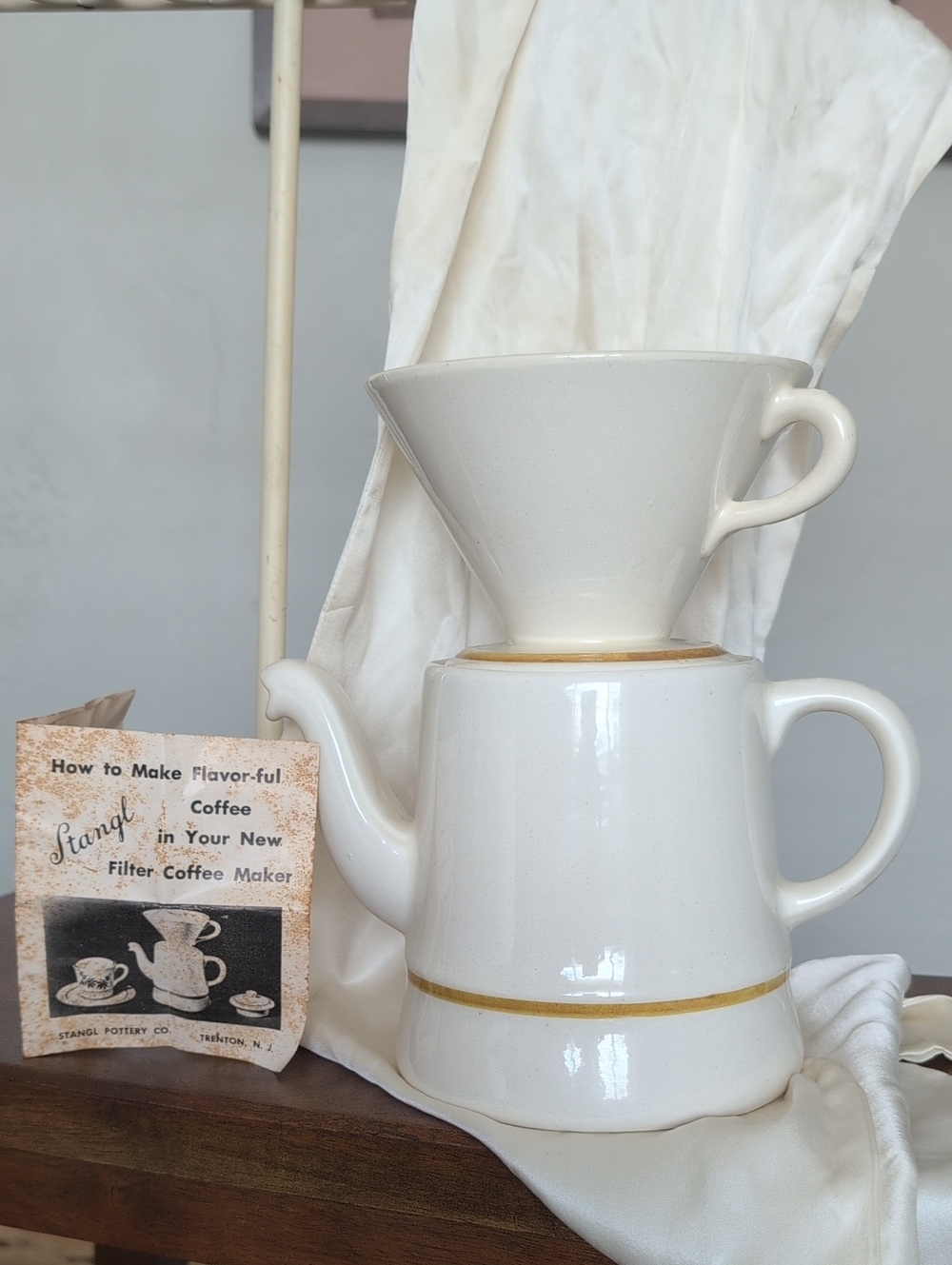 Vintage Stangle Mid-century Pour Over Coffee Pot And Cone Filter